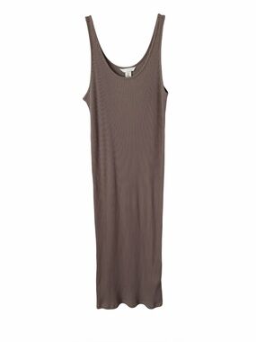 3/$20 💥 H&M Taupe Ribbed Knit Sleeveless Maxi Dress Neutral Casual Summer Cotton
